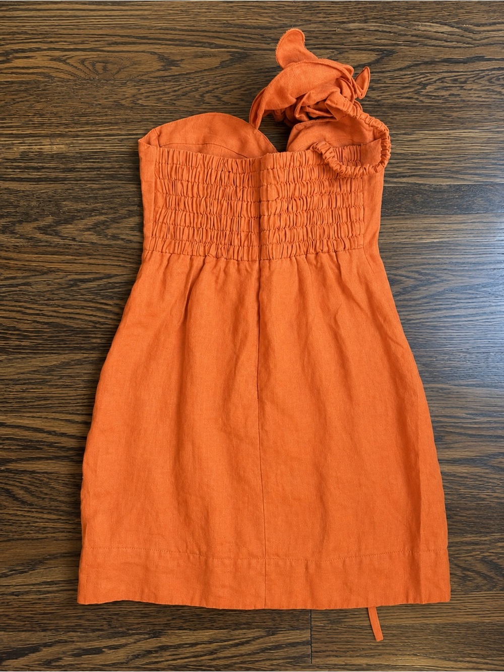 FARM Rio One-Shoulder Orange Mini Dress with Sculpted Ruffle - Picture 3 of 6